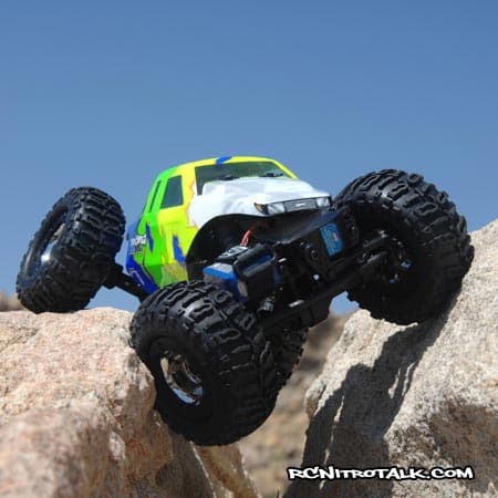 Losi 1/18th mini rock crawler on the rocks!