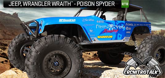 Axial Jeep Wrangler Wraith Poison Spyder Rock Racer on the rocks