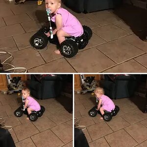 Granddaughter checking out new truck...