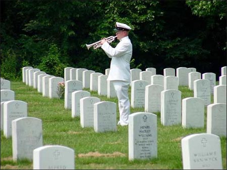 Soldier at grave