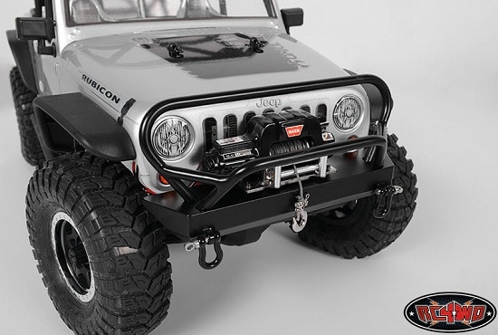 rc4wd Tough Armor Winch Bumper installed on Jeep