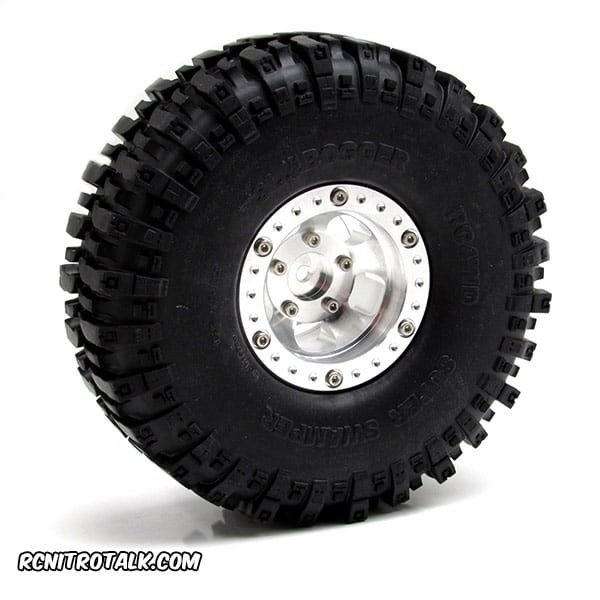 Gear Head RC Vintage Style 1.9 Beadlock Wheels mounted on tire