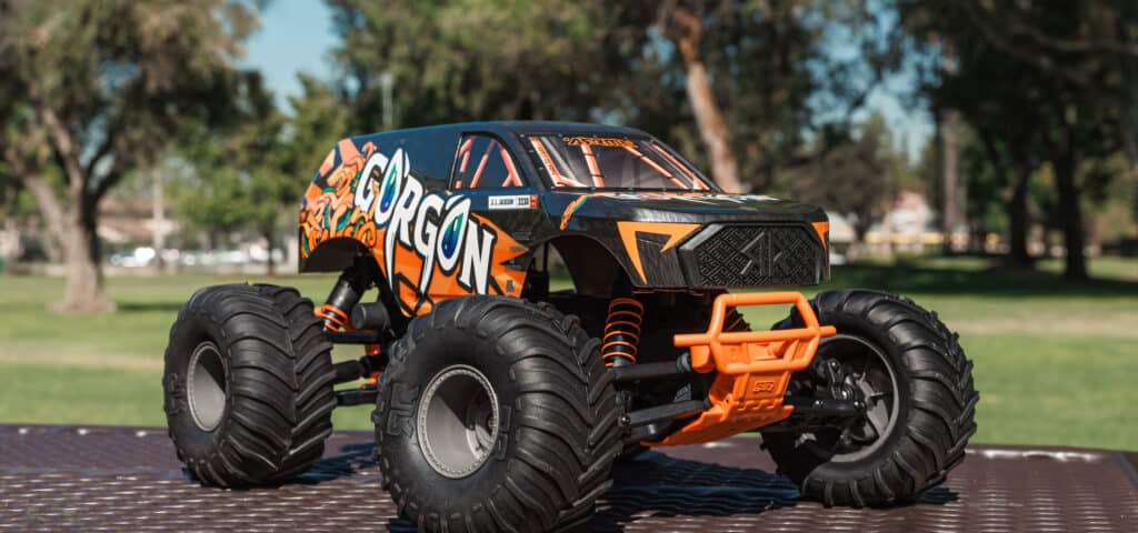 Orange Arrma Gorgon Monster Truck